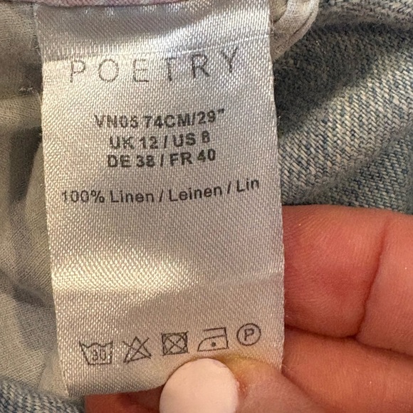 Poetry Linen Blue Chambray Denim Pants - Picture 6 of 10